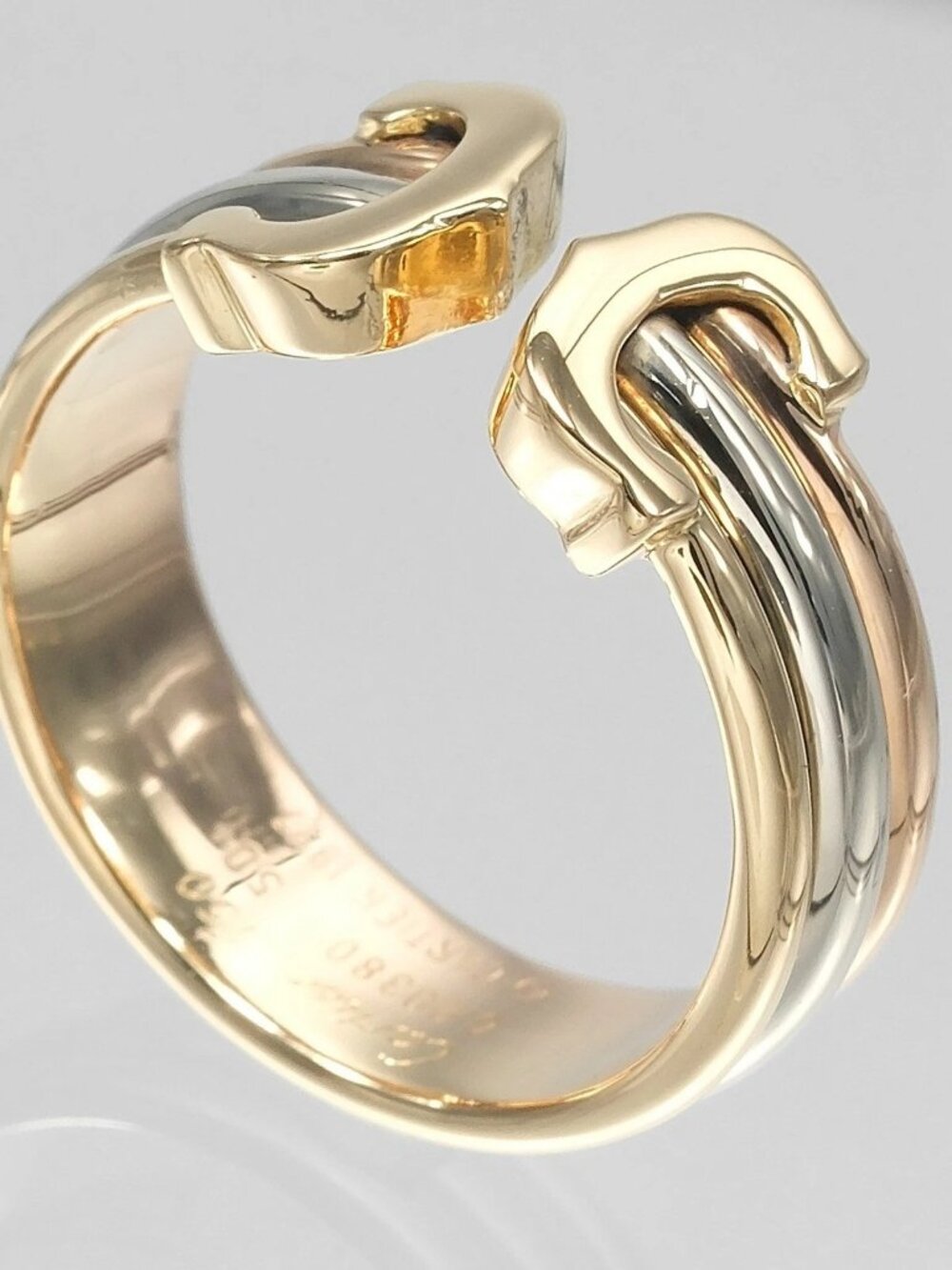 CARTIER 2C three color Ring K18 Gold (YGxPGxWG) #5.1(US Size) 4.83g Women - Picture 3 of 10